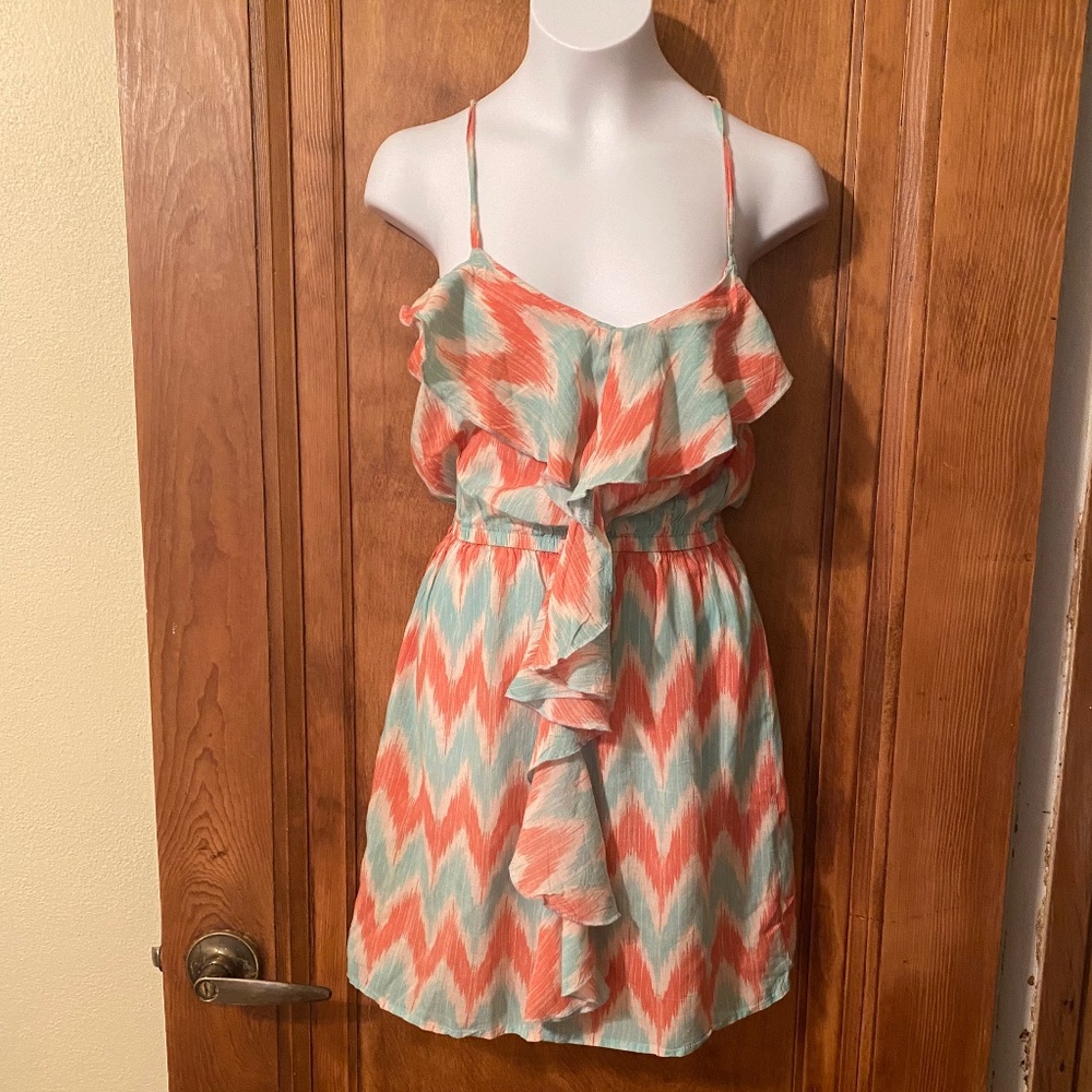 Rue 21 pink and blue sundress chevron pattern size small